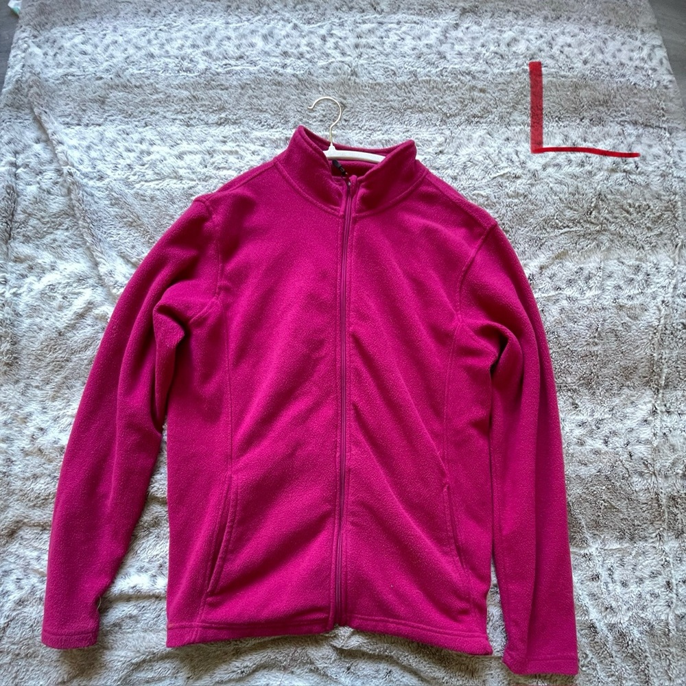 Vibrant Pink Full-Zip Fleece Jacket - L